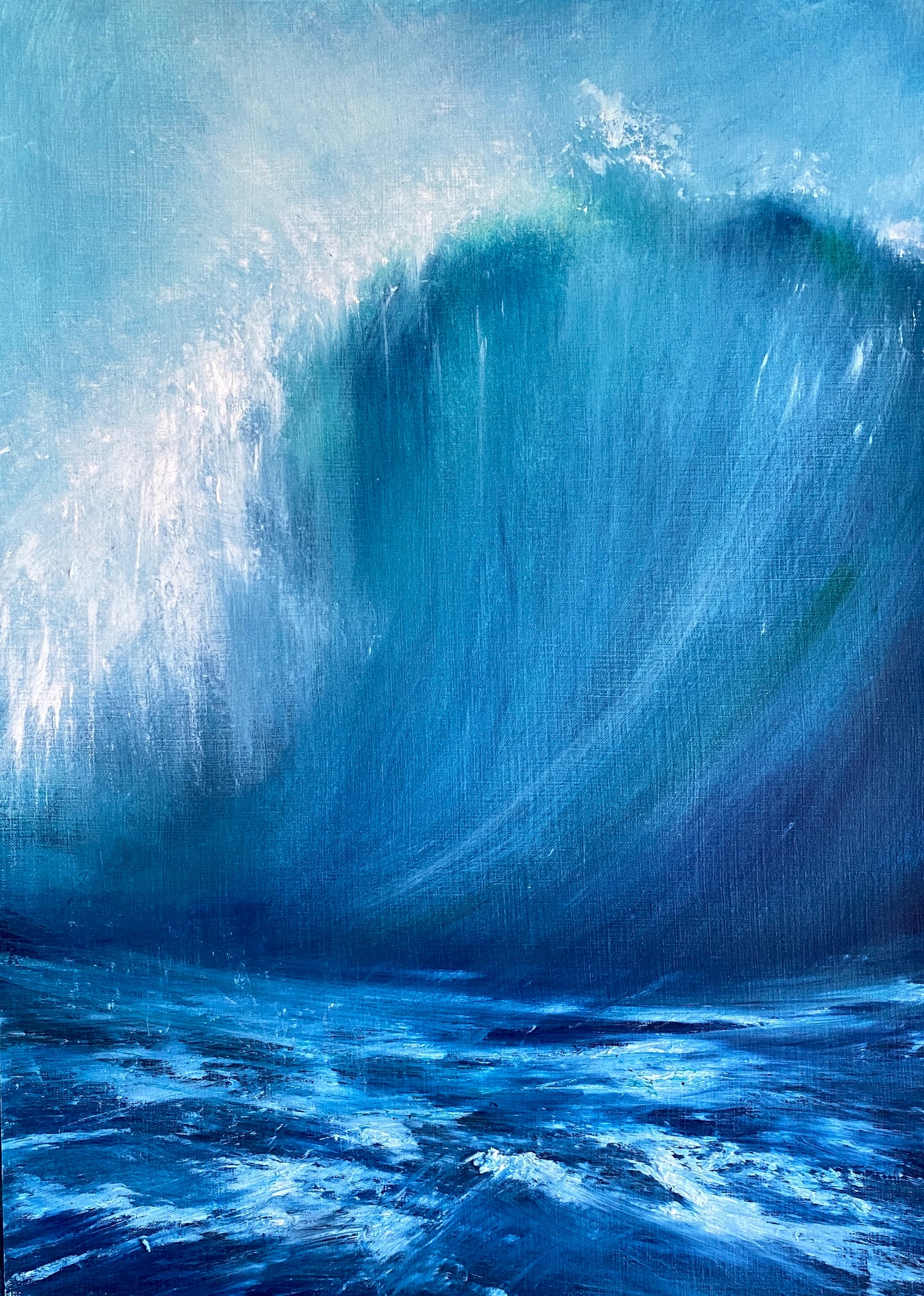 Original Oil Painting 'Magnitude' Abstract Seascape - Ocean Wave Mounted