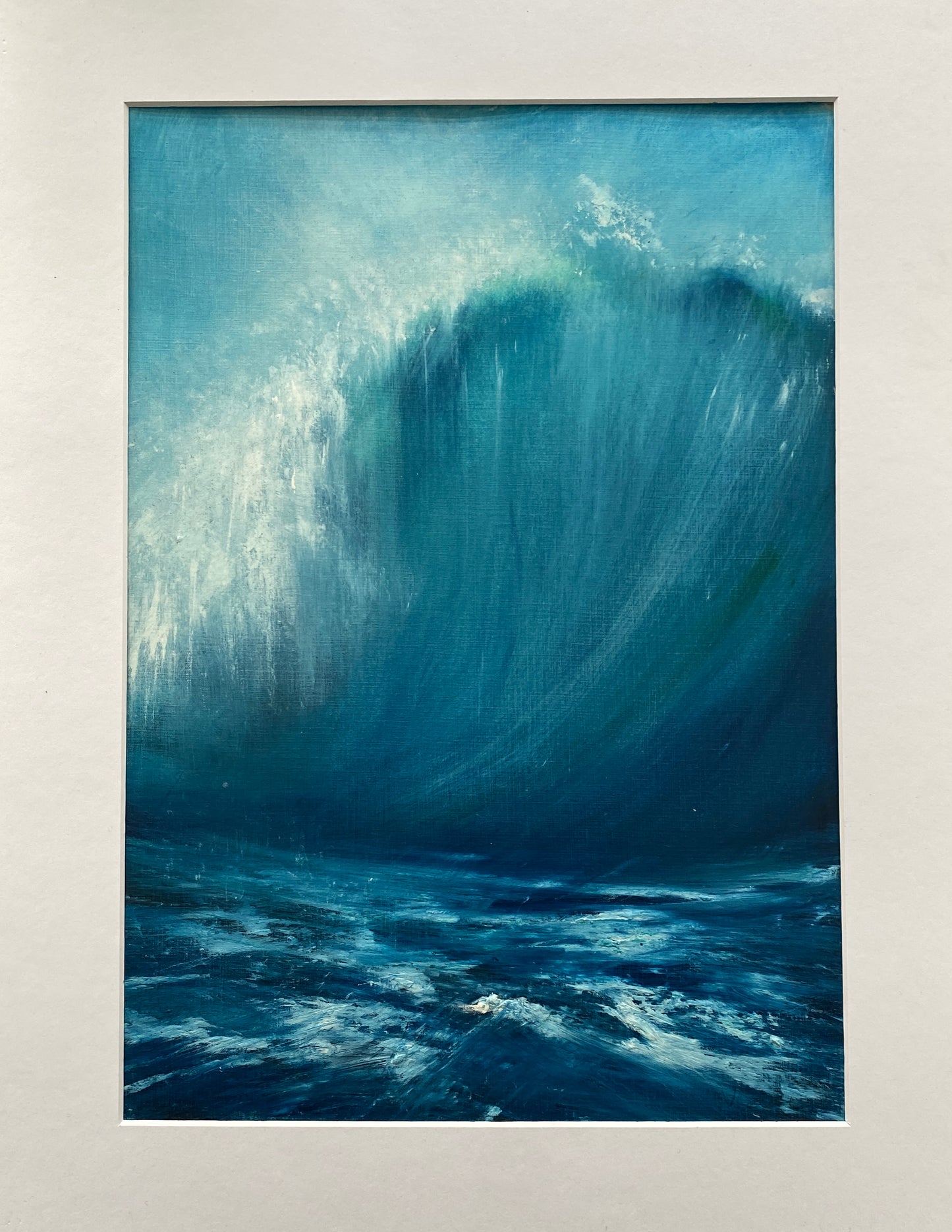 Original Oil Painting 'Magnitude' Abstract Seascape - Ocean Wave Mounted
