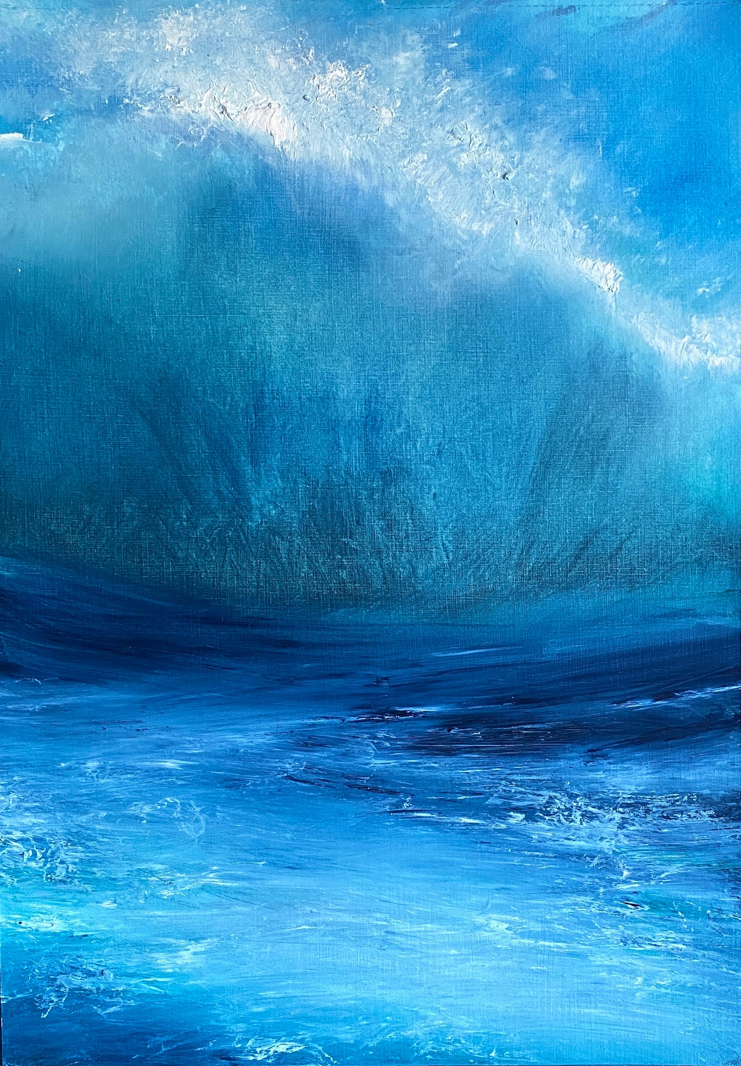 Original Oil Painting 'Energy' Abstract Seascape - Ocean Wave Mounted