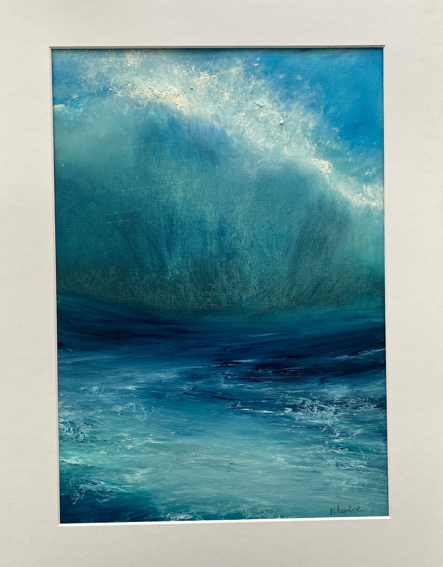 Original Oil Painting 'Energy' Abstract Seascape - Ocean Wave Mounted